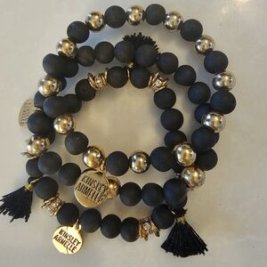 Kinsley Armelle black and gold bracelet stack set